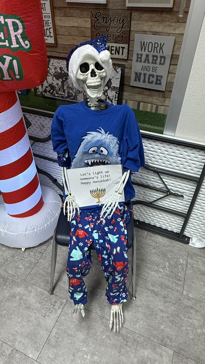 Celebrating Hanukkah at <a href="/FSESFriendship/">Friendship Elementary</a> with Mr. Bones! 💙