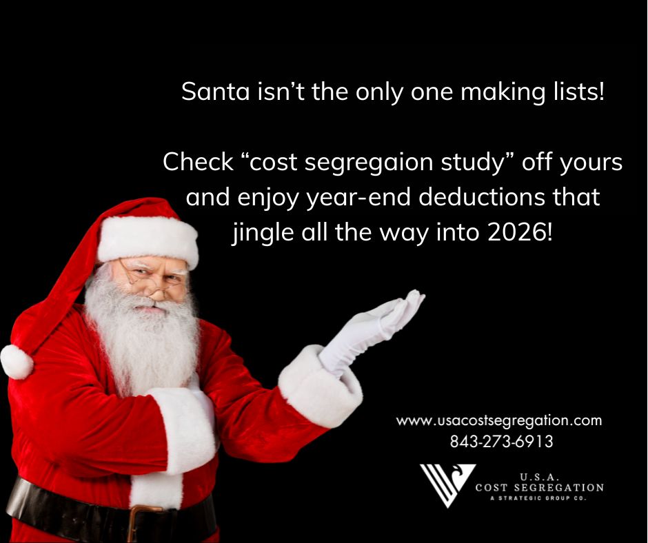 usacostseg's tweet photo. Give your tax plan a little holiday magic. A year-end cost seg study can deliver immediate deductions. #USACostSegregation #YearEndDeductions https://t.co/x8Naua62Wo