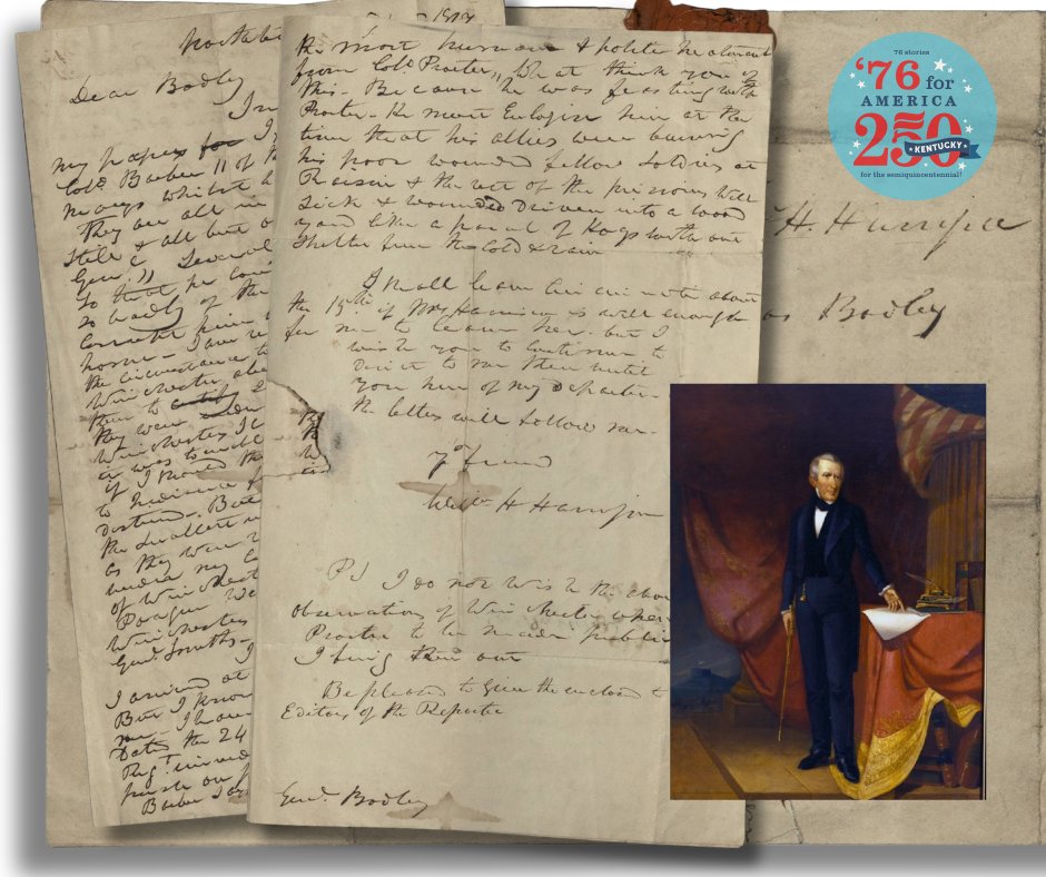 208 years ago, William Henry Harrison wrote to Thomas Bodley defending his military actions during the War of 1812. Harrison, brigadier general of the KY militia, defended his military actions for losing at the Battle of River Raisin, 1813. 
#76for250 #America250 <a href="/America250/">America250</a>
