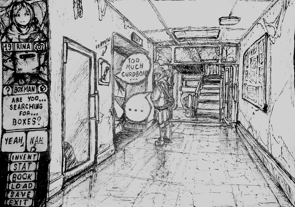 While I was doing line with a pen, I changed art plot several times

Initially, it was a corridor from my college