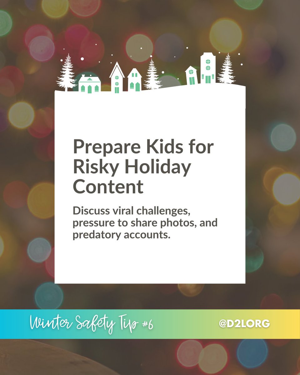 Darkness2Light's tweet photo. As kids explore more #OnlineSpaces during winter break, our presence and guidance make all the difference.
These #WinterSafetyTips focus on preparing children for what they might encounter and reminding them they can always come to a safe adult if things feel off. 💙 https://t.co/PYRT23CpKZ