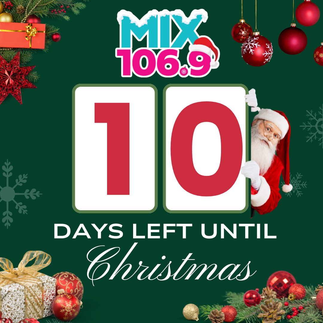 mix1069lou's tweet photo. Double digits left, Louisville! 🎅❤️
Just 10 days till Christmas, and the spirit’s shining brighter than ever. Keep the holiday vibes going with Mix 106.9! 🎄 https://t.co/T5NLvOGcxN