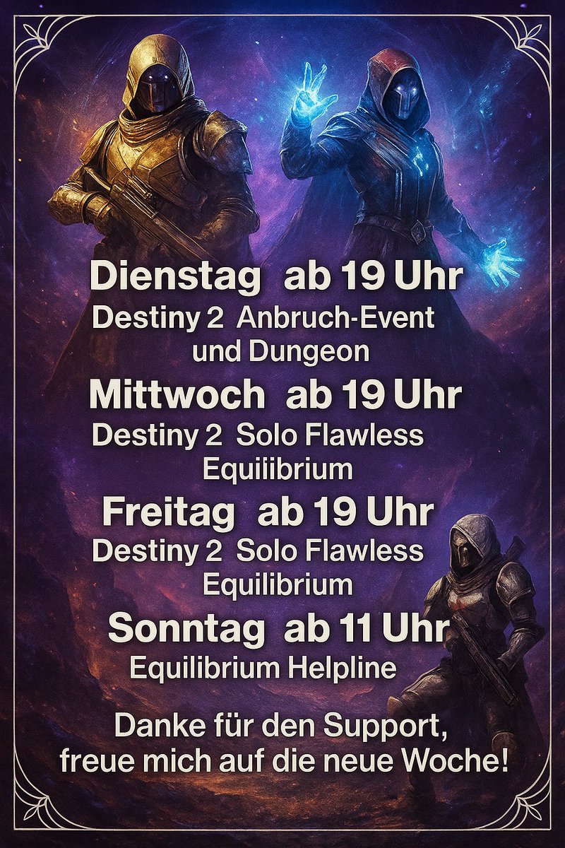 Streamplan für diese Woche: #Destiny2Creator #Destiny2