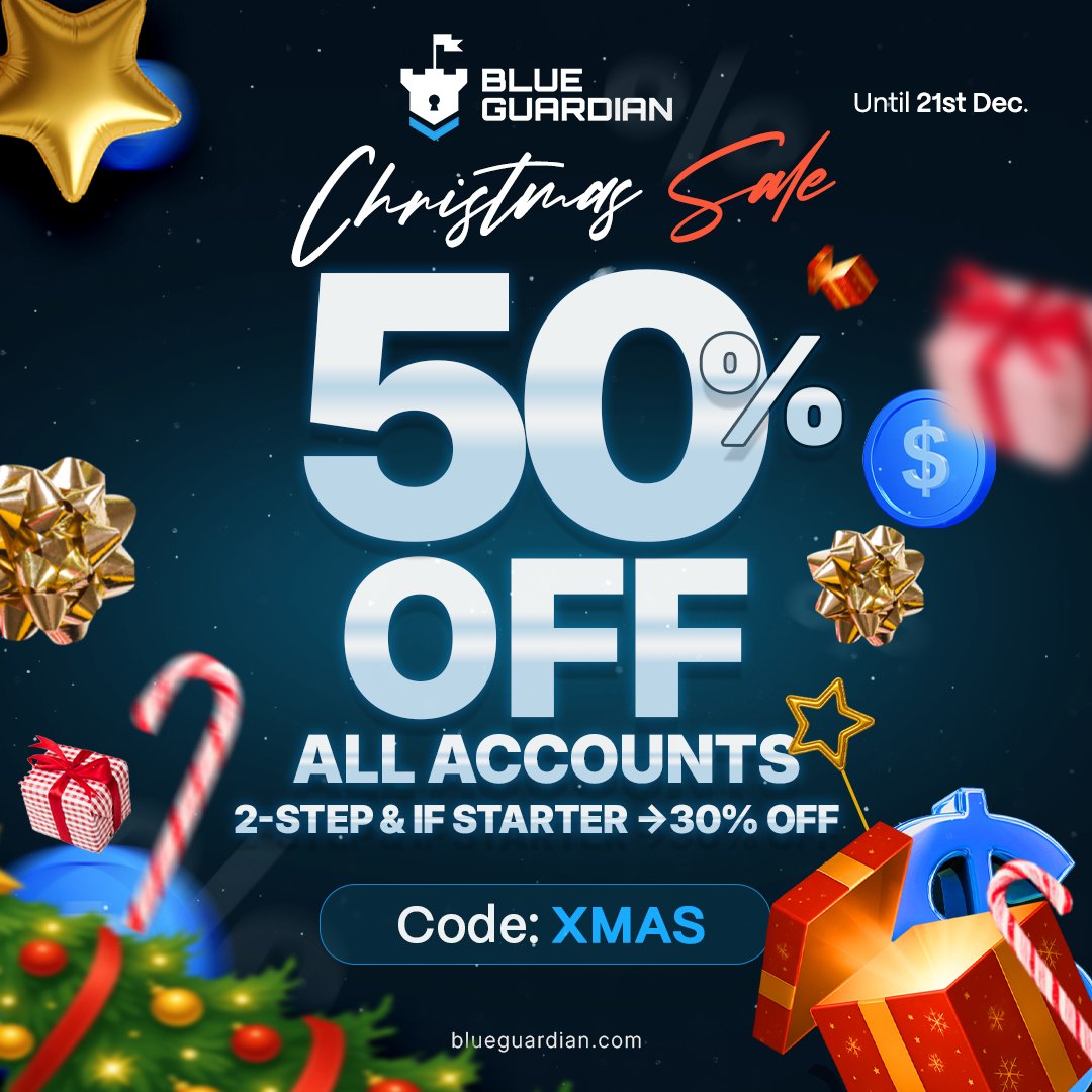 🎁 BlueGuardian Giveaway  🎁

🎉 Let's Celebrate Christmas ⛄ 🎄 
With 50% off and 

 5X $10000 

🔹 Follow
<a href="/BlueGuardiancom/">Blue Guardian</a>
<a href="/BaintzCEO/">BaintzCEO</a>
<a href="/Hunter_Fx1/">𝔹𝕚𝕘 ℍ𝕦𝕟𝕥𝕖𝕣 🏹</a>
<a href="/ItsDollarDaddy/">Ahtesham Shazir</a>

🔹 Like &amp; RePost

🔹 Tag 3 Trader Friends 

🔹 Must Engage Quoted Post
Get Funded now  blueguardian.com/?afmc=HUNTER