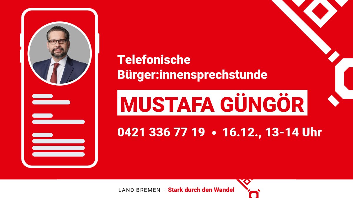 Ruft mich morgen gerne an!
#StarkdurchdenWandel #SPDFraktionHB #SPDFraktionBremen