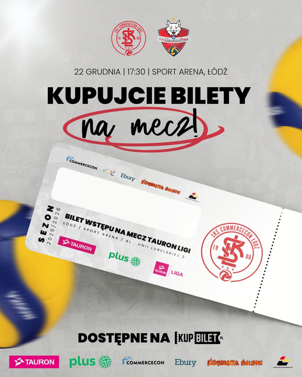 🚀 Wystartowała sprzedaż biletów na ostatni mecz w 2025 roku🚀

ŁKS Commercecon Łódź 🆚 <a href="/KSDevelopres/">KS DevelopRes Rzeszów</a> 

🎟 Bilety dostępne na kupbilet.pl: kupbilet.pl/sport/siatkowk… 

Wspólnie przeżyjmy siatkarskie emocje🤍❤🤍
