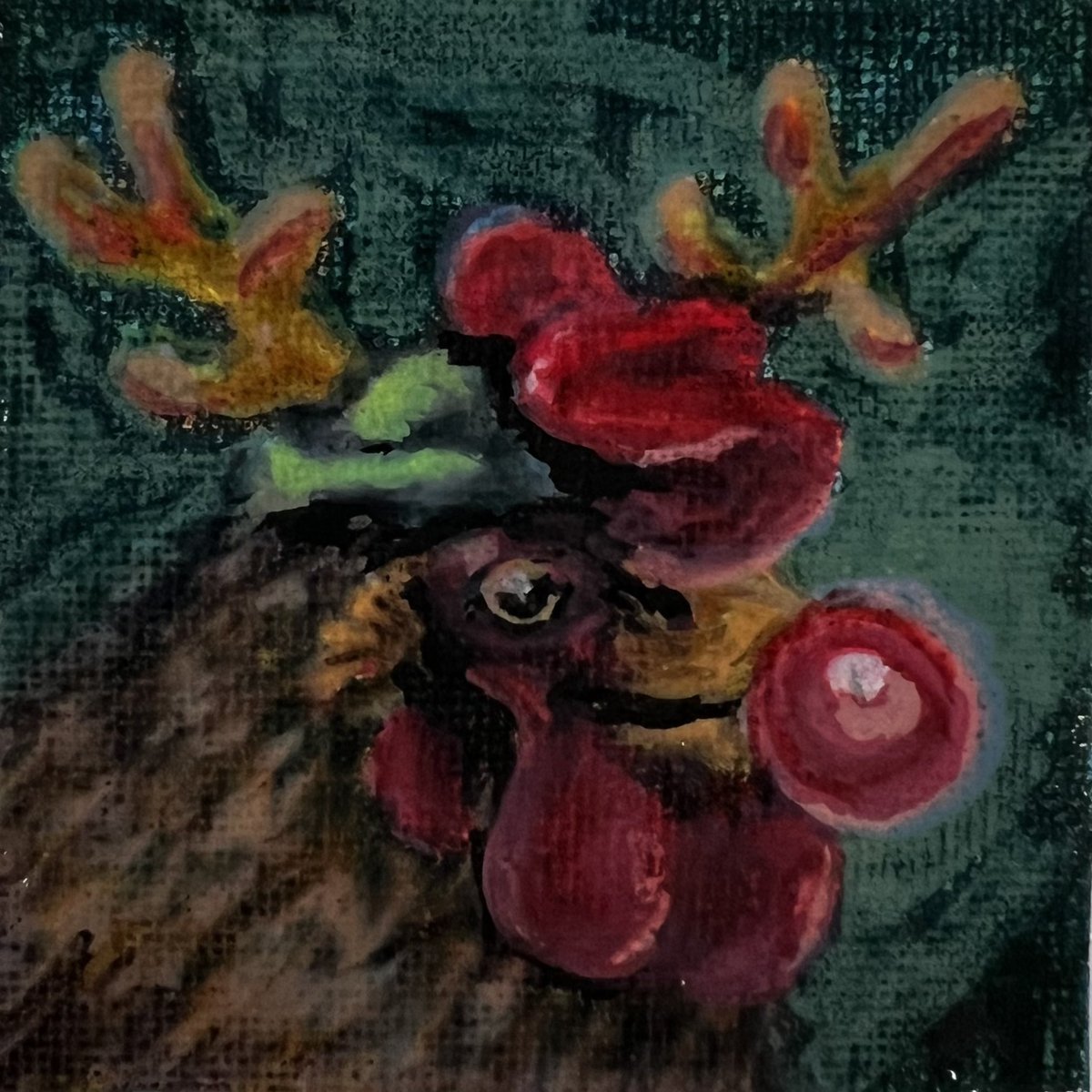 MichelleLeivan's tweet photo. Day 15 of Chicken Advent mini painting series 

She saw Rudolph and thought,
“And, I have wings maybe I just need the nose too.”
Close enough.
🐓✨🔴

#ChickenAdvent #25DaysOfChickens #HolidayArtSeries #ChickenArt #WhimsicalArt https://t.co/00Jb2xspEb
