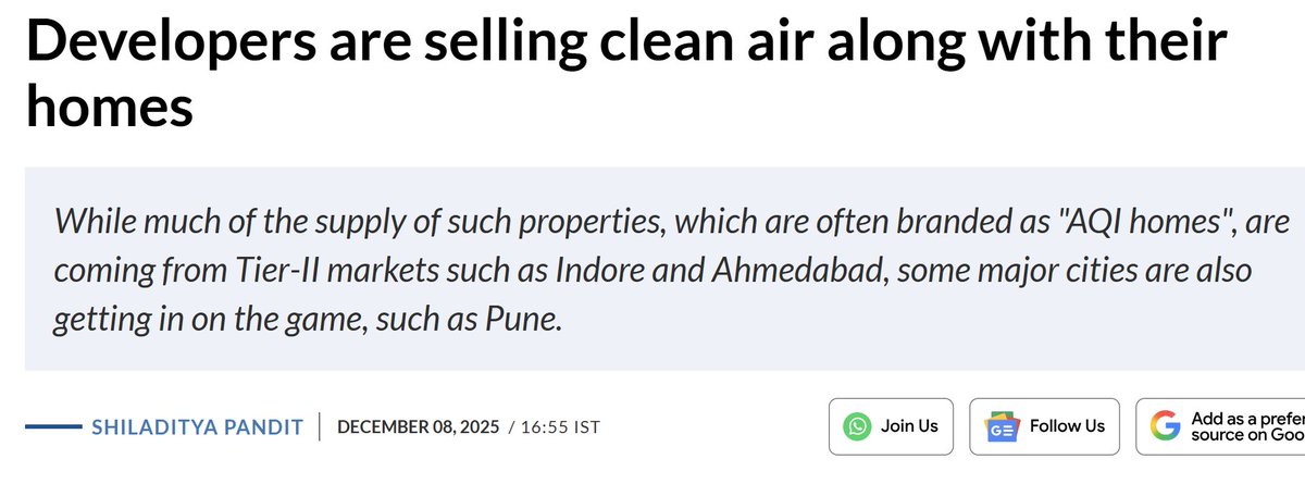 PropertyDecoder's tweet image. Developers are now selling clean air with homes. Fair enough.

This is actually far more needed in Delhi NCR than anywhere else. Because here, builders &amp;amp; brokers can sell anything... as long as it’s branded and sounds exclusive.

Honestly, I’m surprised builder has launched...…