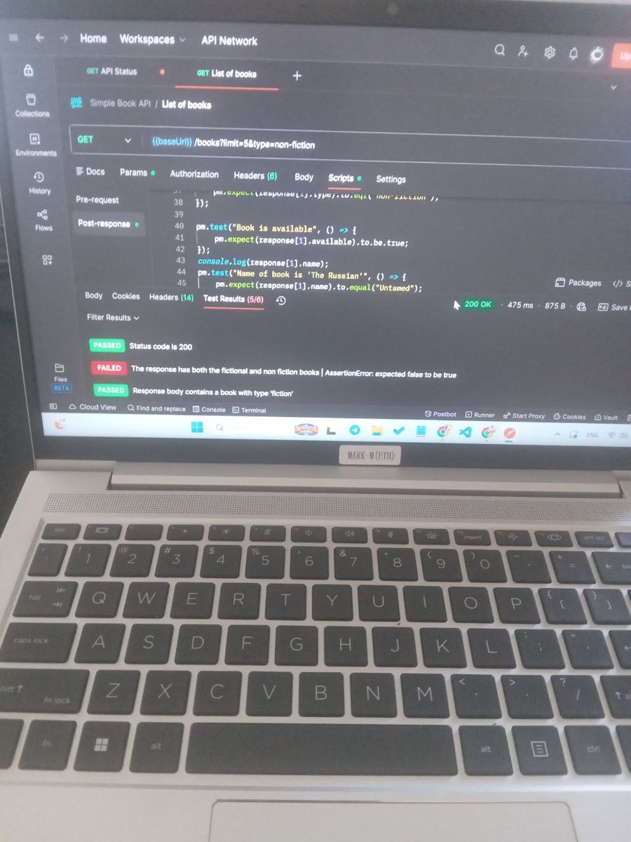 Ermias721's tweet image. Day 2 &amp;amp; 3  Automation Testing Challenge

Today I focused on writing basic test scripts in Postman using JS. Learned how to validate status codes, data, automate checks instead of manual testing. Small steps, solid foundn right?

#Postman #APITesting #QA #Automation #BuildInPublic