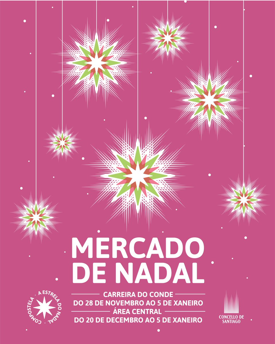 🛍️🌟 O Mercado de Nadal de <a href="/Area_Central/">AreaCentral Santiago</a> súmase desde hoxe ao que xa tiñamos en marcha en Carreira do Conde. 🔗 Podedes consultar os postos que estarán dispoñible nas distintas quendas a través da web do Mercado👉 mercadonadal.com

#Nadal2025 #mercadodenadal #comerciolocal
