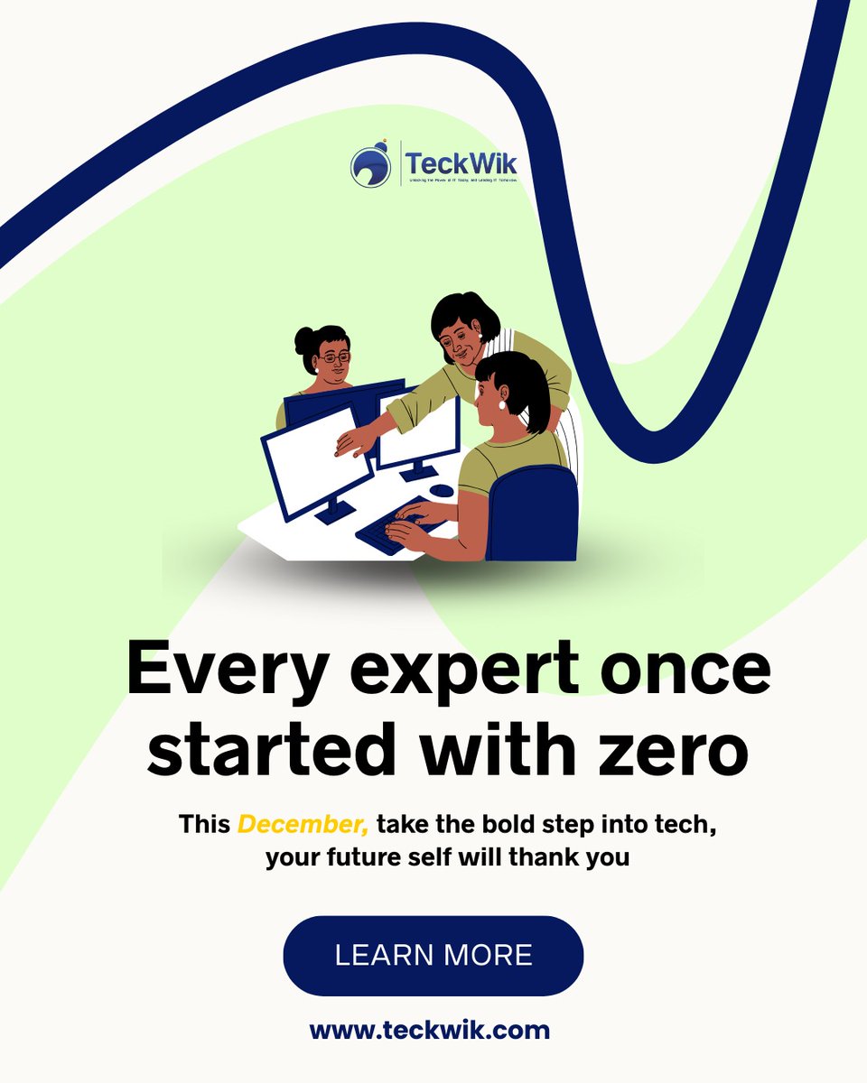 Teckwik10's tweet photo. This December, take that bold step into tech. Learn, grow, and build skills that open real opportunities. Your future self will thank you.

Start your journey with TeckWik. 
🌐 https://t.co/KgqpQGWium

#TeckWik  #TechJourney #LearnTech #CareerGrowth #TechEducation #DecemberGoals https://t.co/JlmHHv4Syx