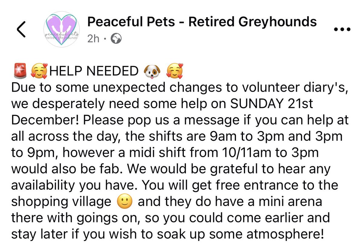 Can anyone help us at the London International Horse Show  💙🩷🐶🚨to help spread the word about greyhounds as pets! Please share. It’s our biggest event! 🥳 xx 

⁦<a href="/GreyhoundBoard/">GBGB</a>⁩ ⁦<a href="/GBGBStaff/">GBGBStaff</a>⁩ ⁦⁦<a href="/RPGreyhounds/">@RPGreyhounds</a>⁩ ⁦⁦<a href="/Romforddogs123/">Karen McMillan</a>⁩