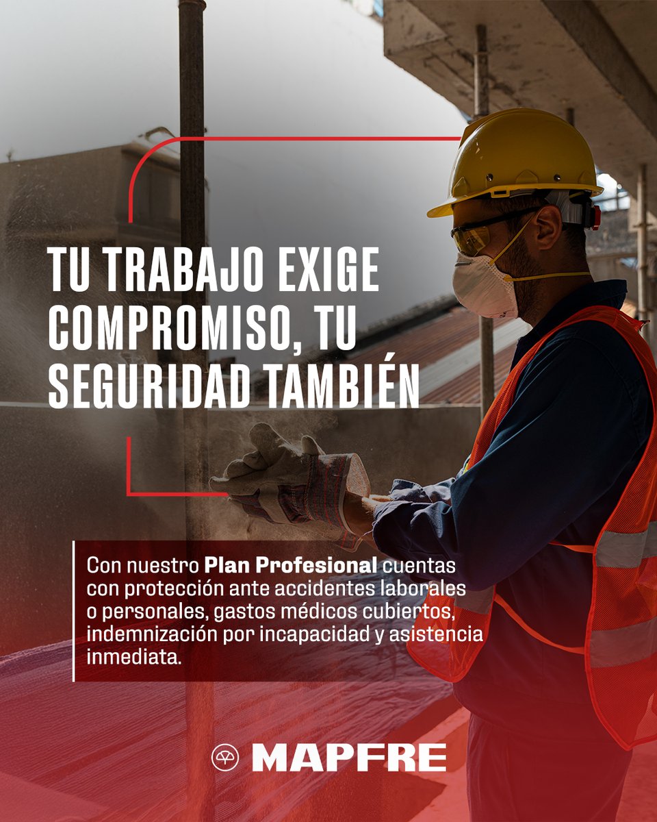 Cada jornada de trabajo implica retos y exposición a riesgos.

Conoce más sobre nuestros productos en mapfrebhd.com.do, o escríbenos directo a WhatsApp (809) 549-7424.

#MAPFRE #CuidamosLoQueTeImporta