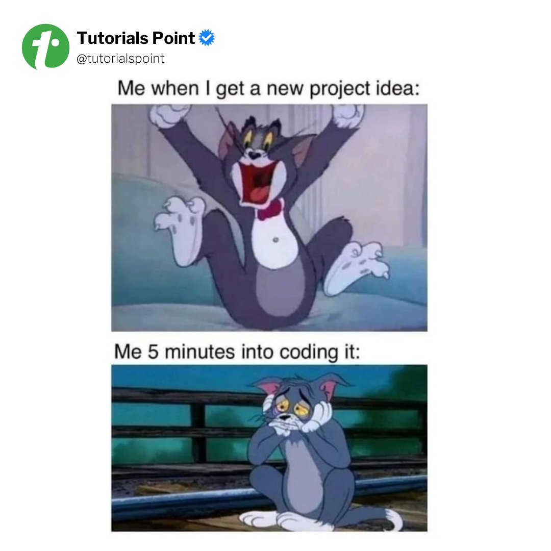 tutorialspoint's tweet image. Bold of me to try

#programminghumor #codingmeme