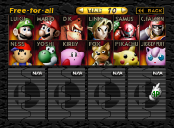 VideoGameHstry's tweet image. It's 1999 and you're selecting your first fighter in Super Smash Bros.
