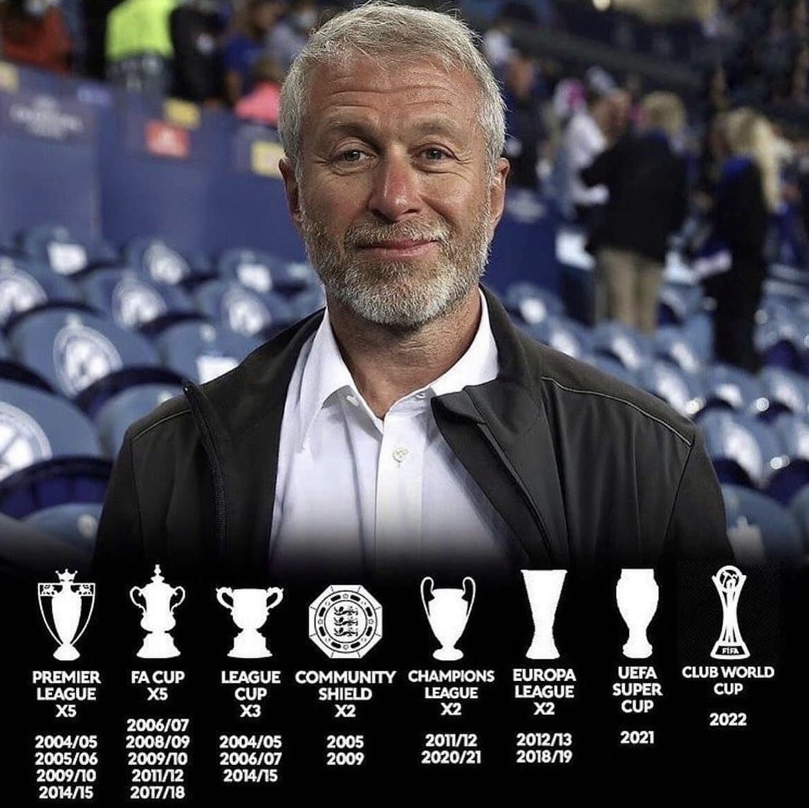 FrankKhalidUK's tweet photo. What a fantastic owner Roman Abramovich was for Chelsea. https://t.co/fte3EOiN1Y