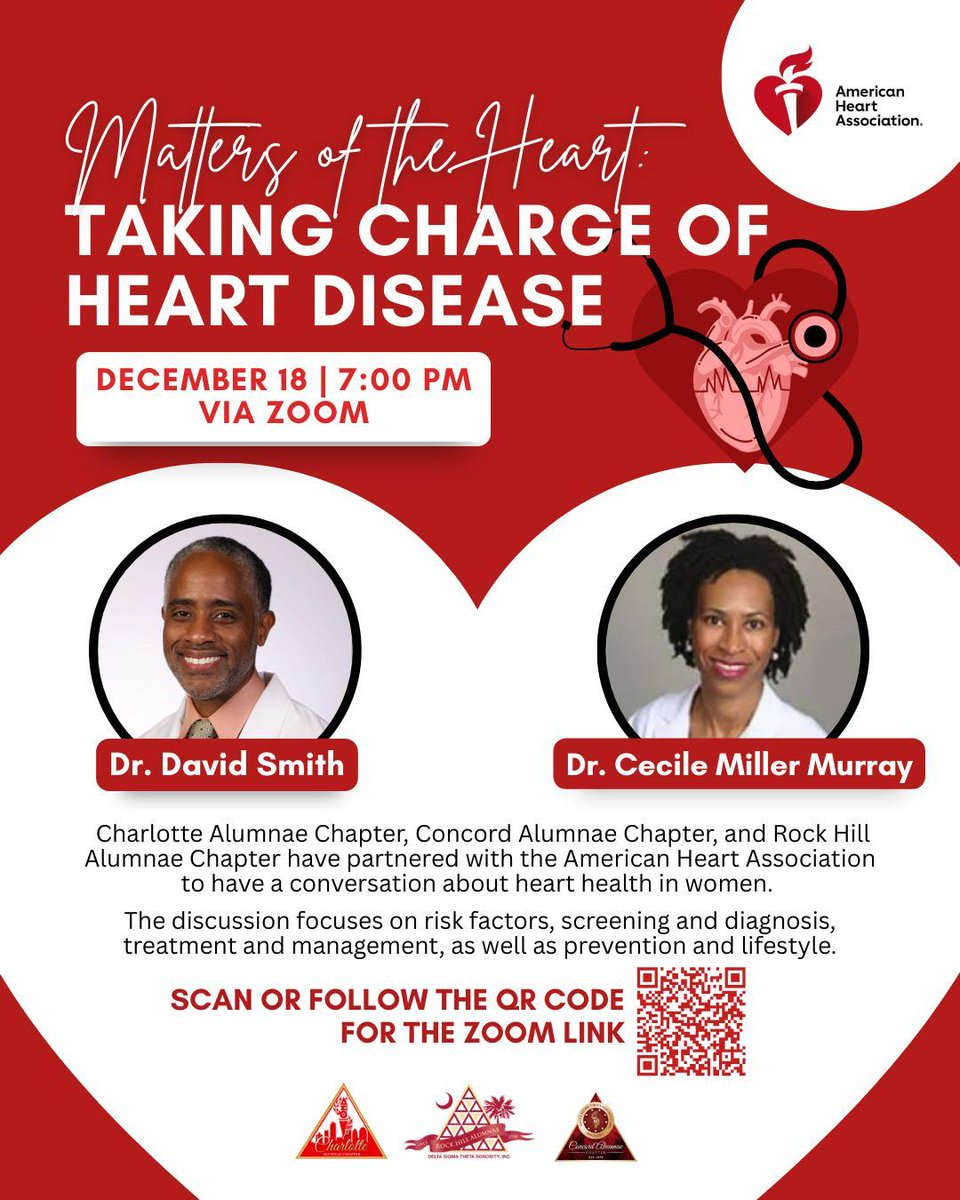dstcltalumnae's tweet photo. β€οΈ #DSTCLT Presents Matters of the Heart β€οΈ
Join us for a FREE webinar in partnership with @concordalumnaedst @rockhilldst @American_Heart:
π
Dec 18, 2025 | β
Link in bio
#DecemberWithDSTCLT #DSTCLTCares #SensationalSAR #DST1913 https://t.co/MBPLSb2rqo