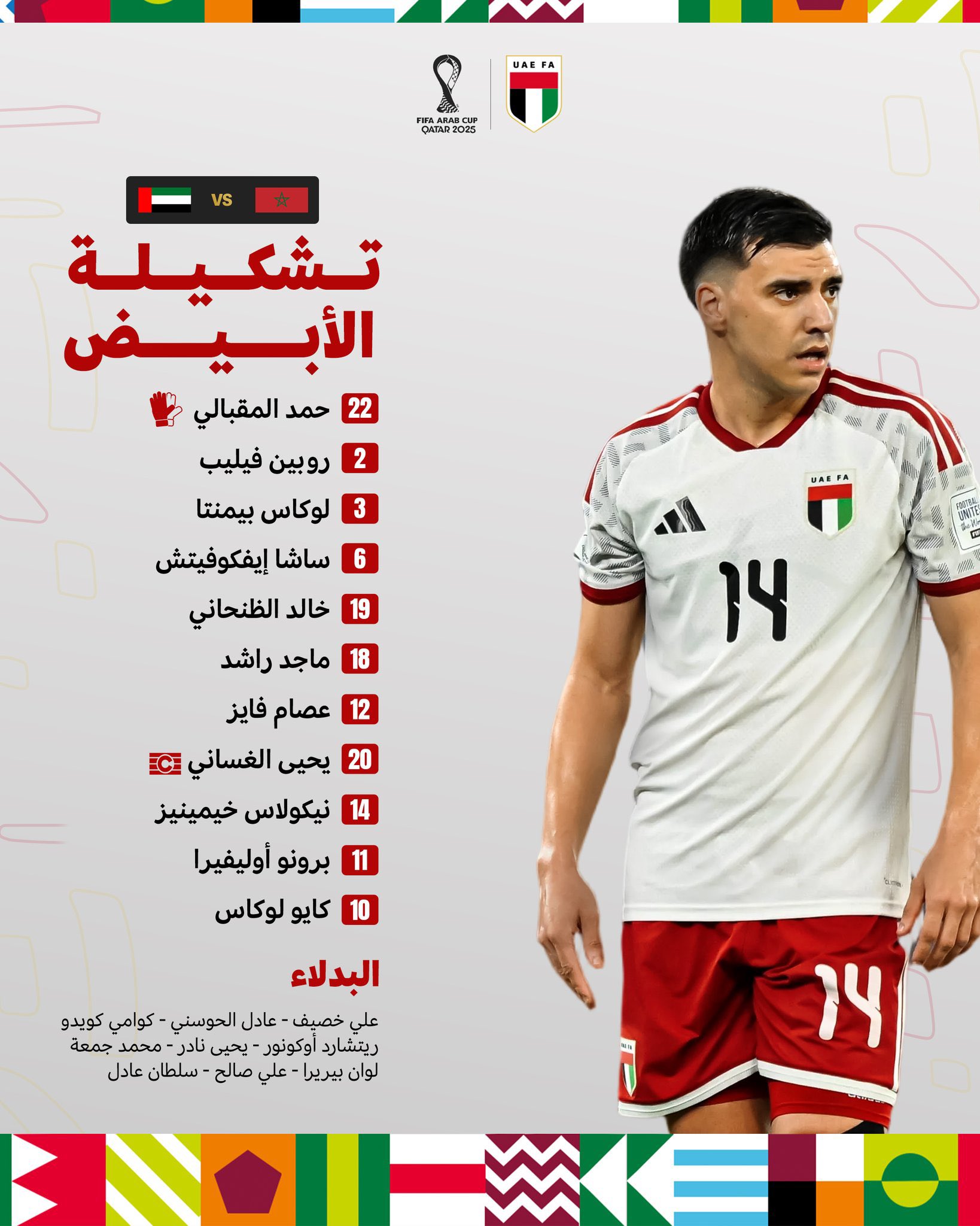 تشكيلة منتخبي الإمارات المغرب في نصف نهائي #كأس_العرب2025 