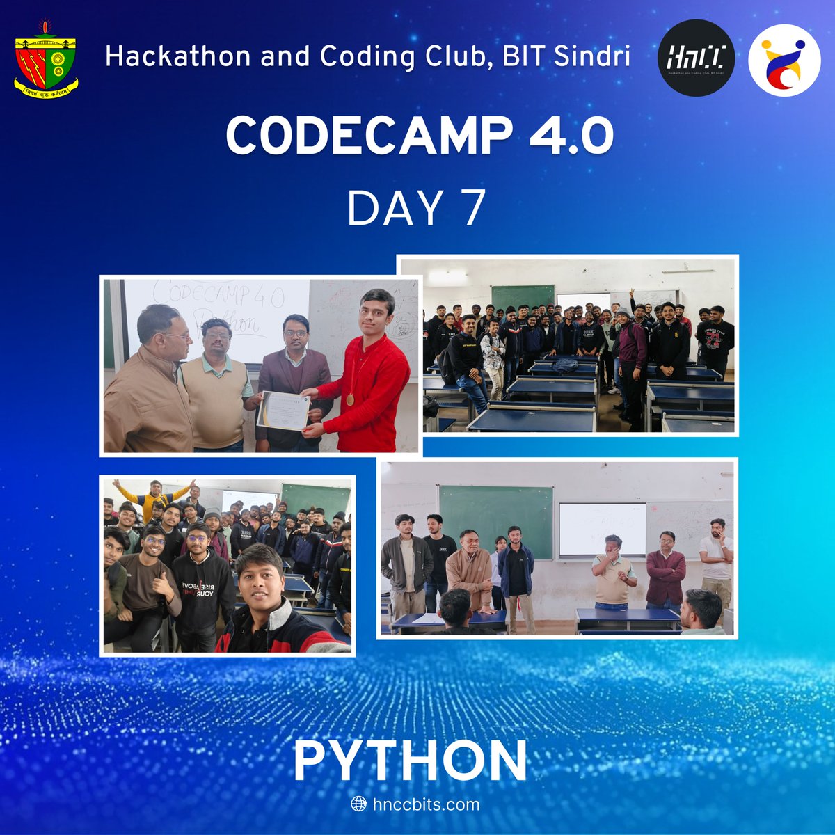 hnccbits's tweet image. Day 7 of CodeCamp 4.0 marked a powerful close to an intense learning journey. 💻✨
From curiosity to clarity, every step counted and every effort mattered.
Grateful for the growth, confidence, and discipline gained along the way.

#HnCC #CodeCamp #BITSindri #LearnBuildGrow