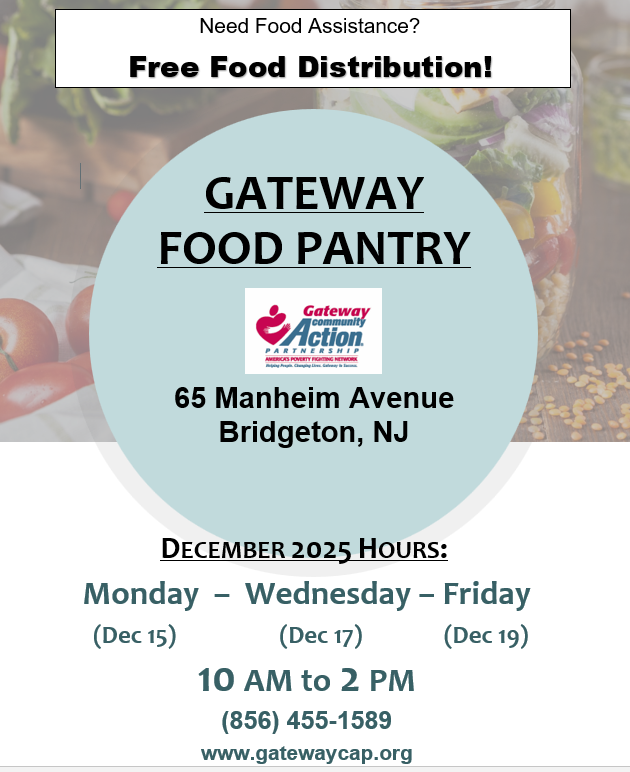 Today's the day (and Wednesday and Friday too) for food assistance in Bridgeton. Happy holidays!