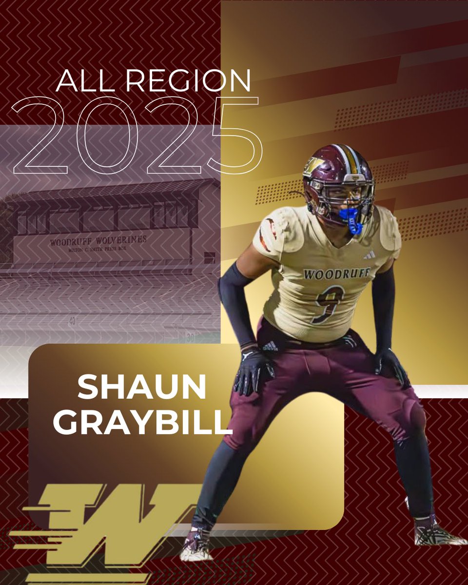 WoodruffFB's tweet photo. Congratulations to @Shaungraybill09 on being named to the 2025 All Region Team‼️#EATT https://t.co/xTYtfPQjp6