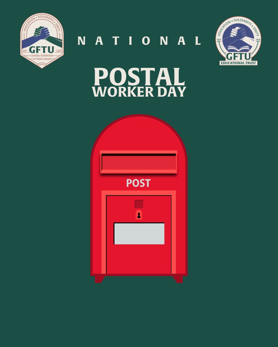 ✊ Happy National #PostalWorkersDay to our affiliate <a href="/CWUnews/">CWU</a> and their members.

Behind every letter and package is a hardworking postal worker. Thank you for keeping us connected. 🙏

#Solidarity #GFTU #CWU