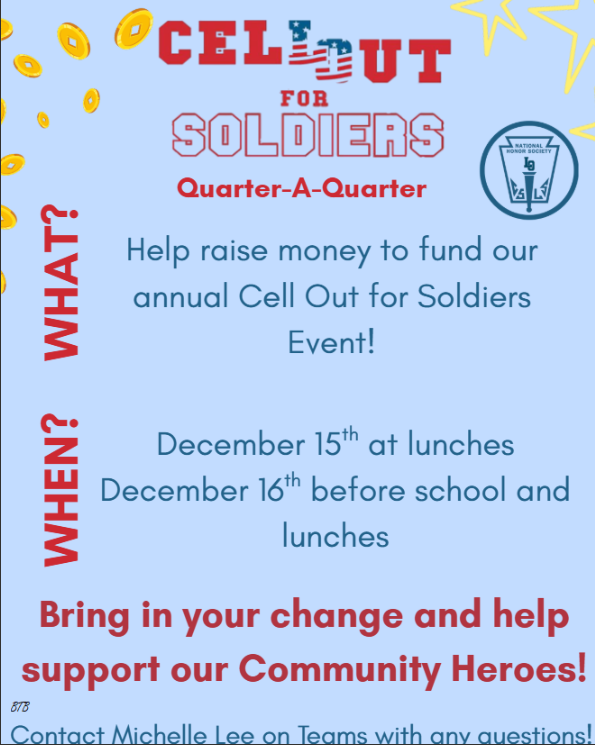 LohsGAP's tweet photo. Help NHS raise money this week for our Soldiers @LkOrionHS https://t.co/eeBxAkqYid