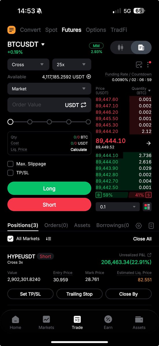 MizerXBT's tweet image. I’m almost $3M $HYPE short.

I’ve been adding again to this position after realizing +180k profit.

I decided to close $XRP short and re-allocate that margin into my HYPE short, which looks better in my eyes.