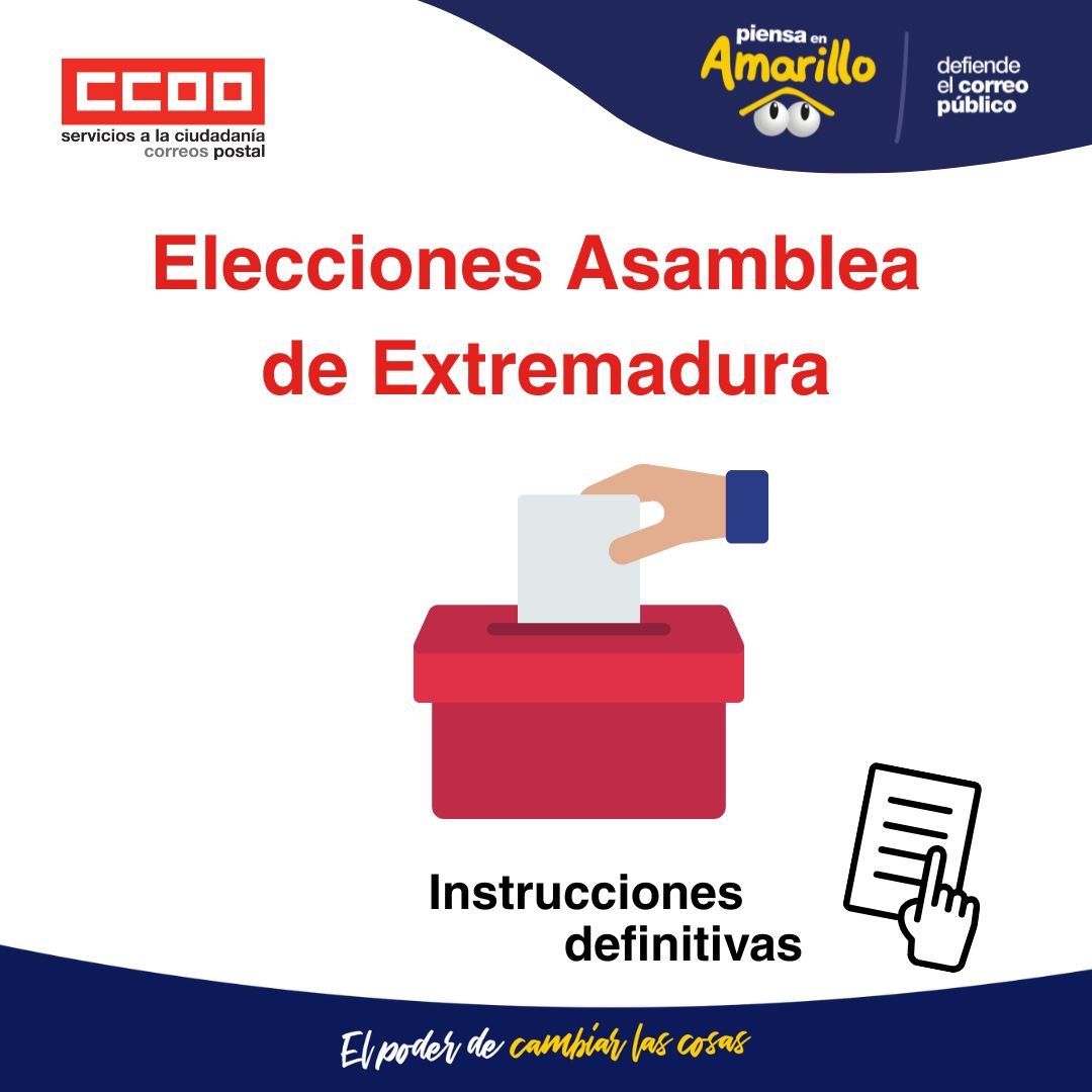 🗳 Elecciones Extremadura | 📣 CCOO denuncia que Correos publica las instrucciones definitivas sin aceptar ninguna alegación
❌ Compensaciones insuficientes
❌ Penalizaciones abusivas
❌ Sin refuerzos de plantilla

👇👇👇
postal.fsc.ccoo.es/noticia:744865…