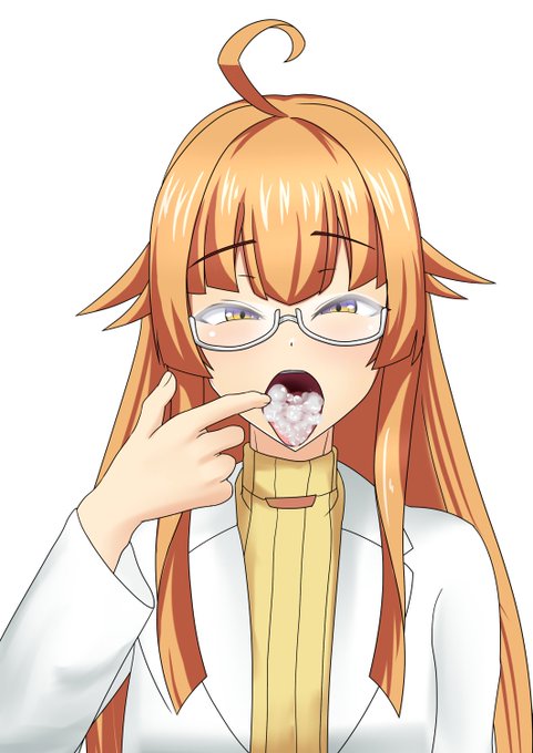 ナニかをした後の口内を見せつけている百合ちゃんとおまけ