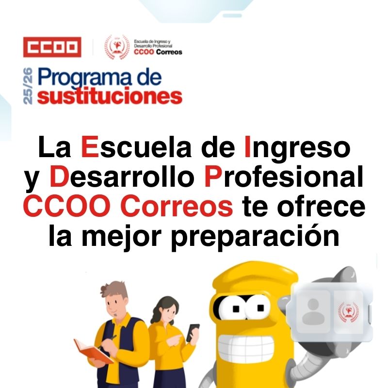 🚀 Programa de Sustituciones Jefaturas 25/26
📅 17 de diciembre se activa el proceso en la Comisión Central de Empleo
🎓 La Escuela de Ingreso y Desarrollo Profesional CCOO Correos te ofrece preparación GRATUITA

👇👇👇
postal.fsc.ccoo.es/noticia:744854…