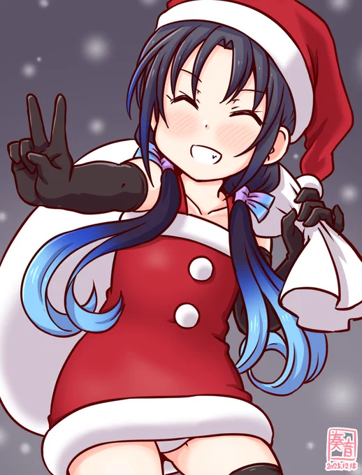 「んん、何だってぇ? メリクリだぁ? かぁーっ!何だその冬祭りは!? あたいも混ぜろってー!!!」 #艦これ版真剣お絵描き60分一本勝負_20251215 #涼風