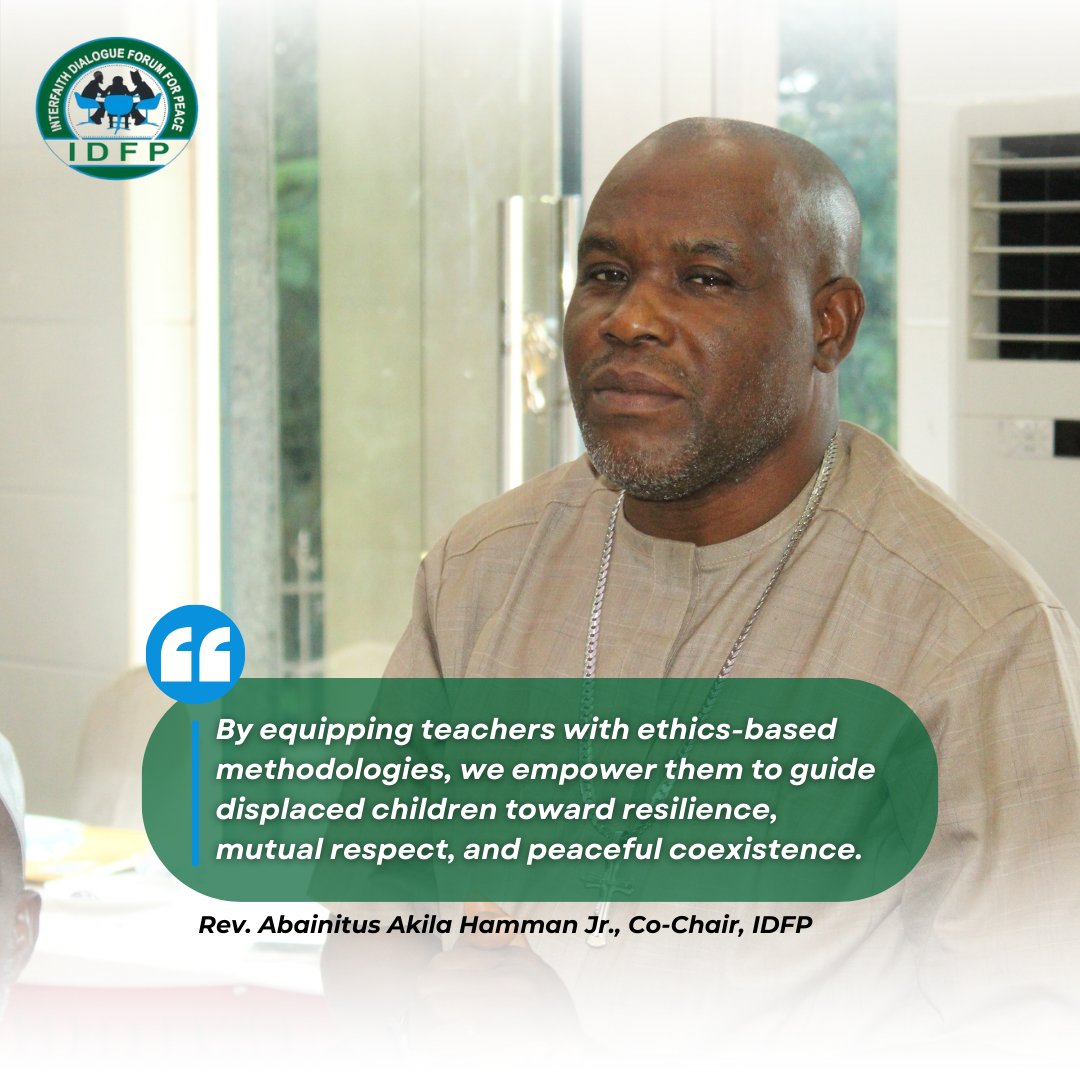 “By equipping teachers with ethics-based methodologies, we empower them to guide displaced children toward resilience, mutual respect, and peaceful coexistence.”
— Rev. Abainitus Akila Hamman Jr.
#EthicsEducation #Peacebuilding #IDFP #KAICIID #EducationForPeace