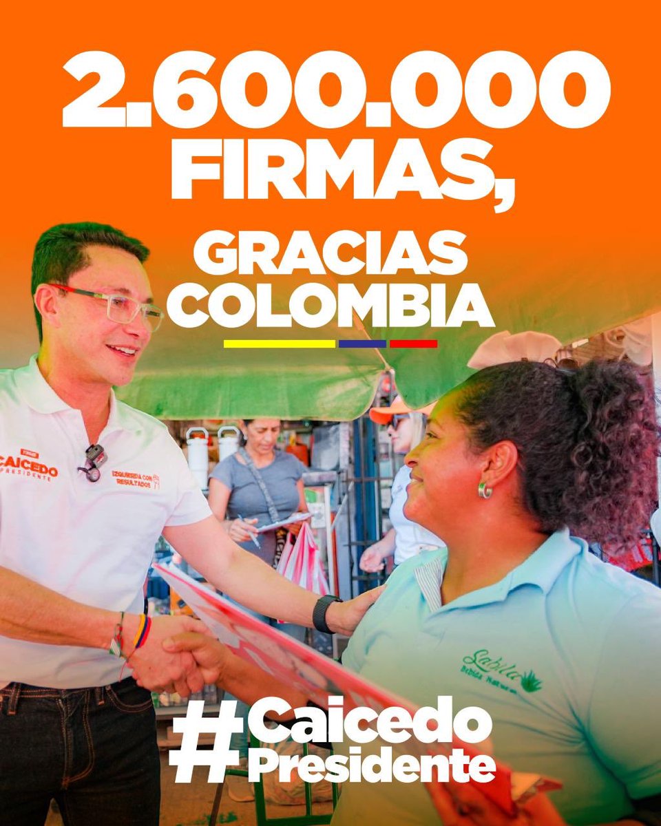 Colombia, 2.600.000 firmas son un mandato. 

Con <a href="/carlosecaicedo/">Carlos Caicedo</a> avanzamos con firmeza hacia una Colombia donde el poder sirva al pueblo y el cambio se gobierne con carácter y justicia; con una historia que por fin decide escribirse desde las regiones y la experiencia demostrada