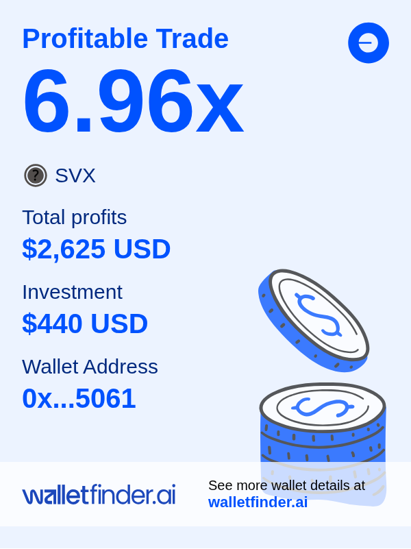 🛳️ Sailing smooth to profits 🌟
$2,625 from one token trade. Navigate the journey:
🛳️ wlltfndr.ai/ycx7y4kv

$SVX on $BASE