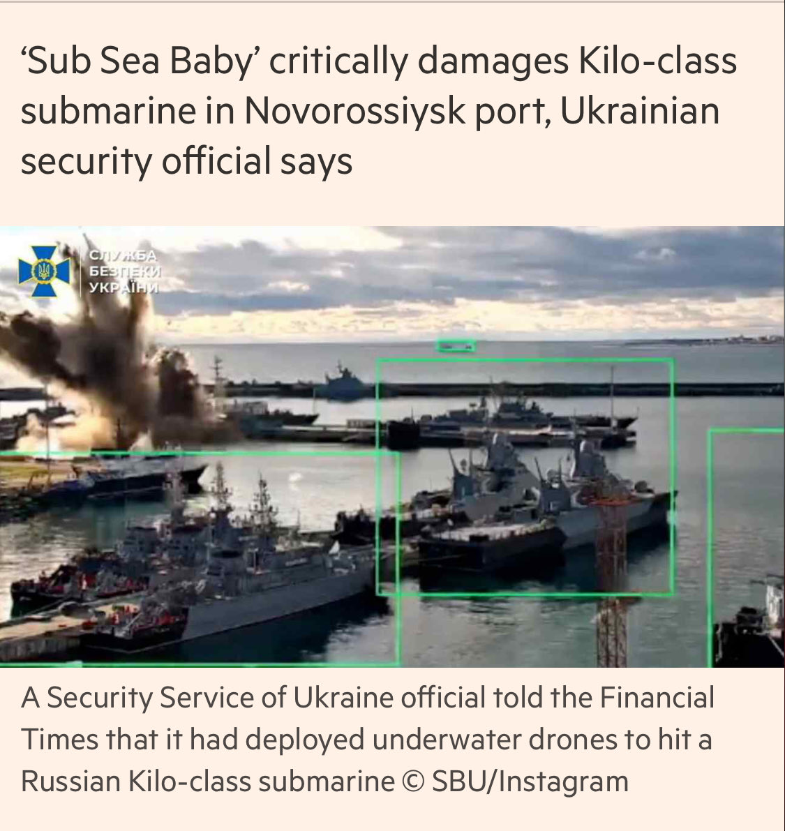 TheresaAFallon's tweet image. 👀A Security Service of Ukraine (SBU) official said that the agency had deployed underwater drones together with the Ukrainian Navy to hit the Russian Kilo-class submarine known as the 636.3 Varshavyanka.