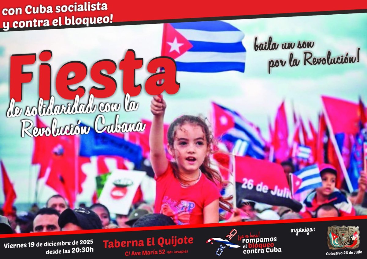 Fiesta "Baila un son por la Revolución” y contra el bloqueo: Madrid, 19 de diciembre cubainformacion.tv/solidaridad/20…