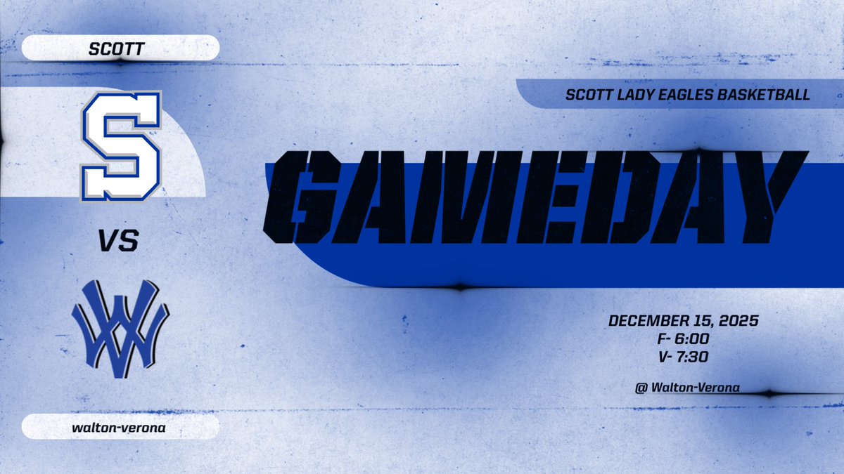 GAMEDAY
Scott vs Walton-Verona
📅 12/15/2025
⏰ Varsity - 7:30
⏰ Freshman - 6:00
🎟️ websites.eventlink.com/s/walton-veron…
📍Walton-Verona High School