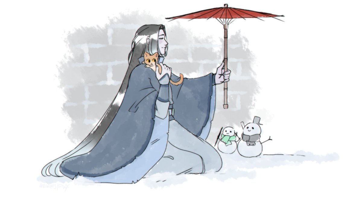 day 1 of #SLLoveWeek25 !!! gentle/melting!!!
i drew a more donghua-aligned SL this love week due to springboarding off that one fabulous illustration... he made snowmen, you guys...

#songlan