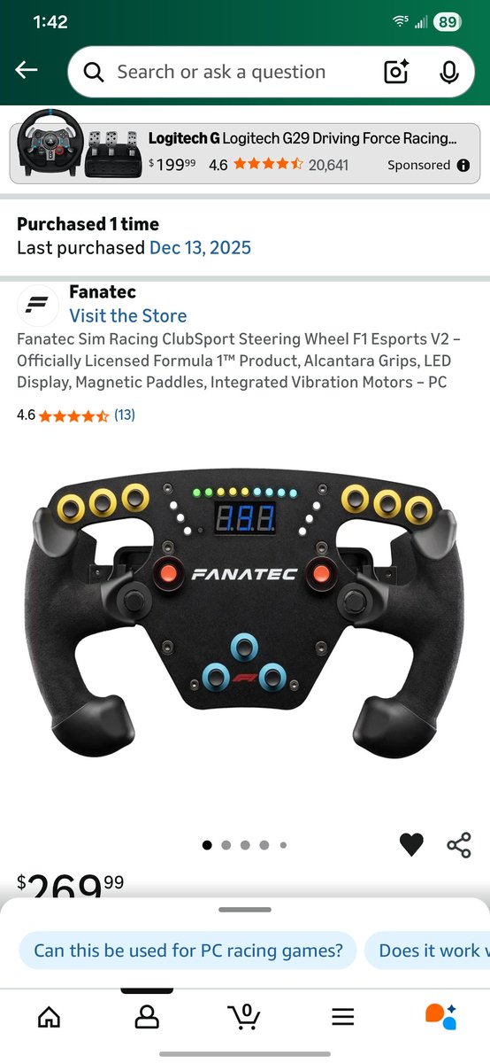 SerpentMonitor's tweet image. I will be using a steering wheel I ordered from Amazon until you guys get me sorted with the Clubsport V2.5 that I ordered. 

I haven't heard back from you since I opened a support ticket two days ago, but you have until January, 31. @fanatec @CORSAIR