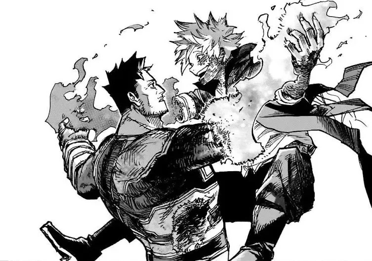 beybuniki's tweet photo. dabi and his long-range fighting style and his choice to get really close to his brother and father anyway https://t.co/1M3G5m1ddf