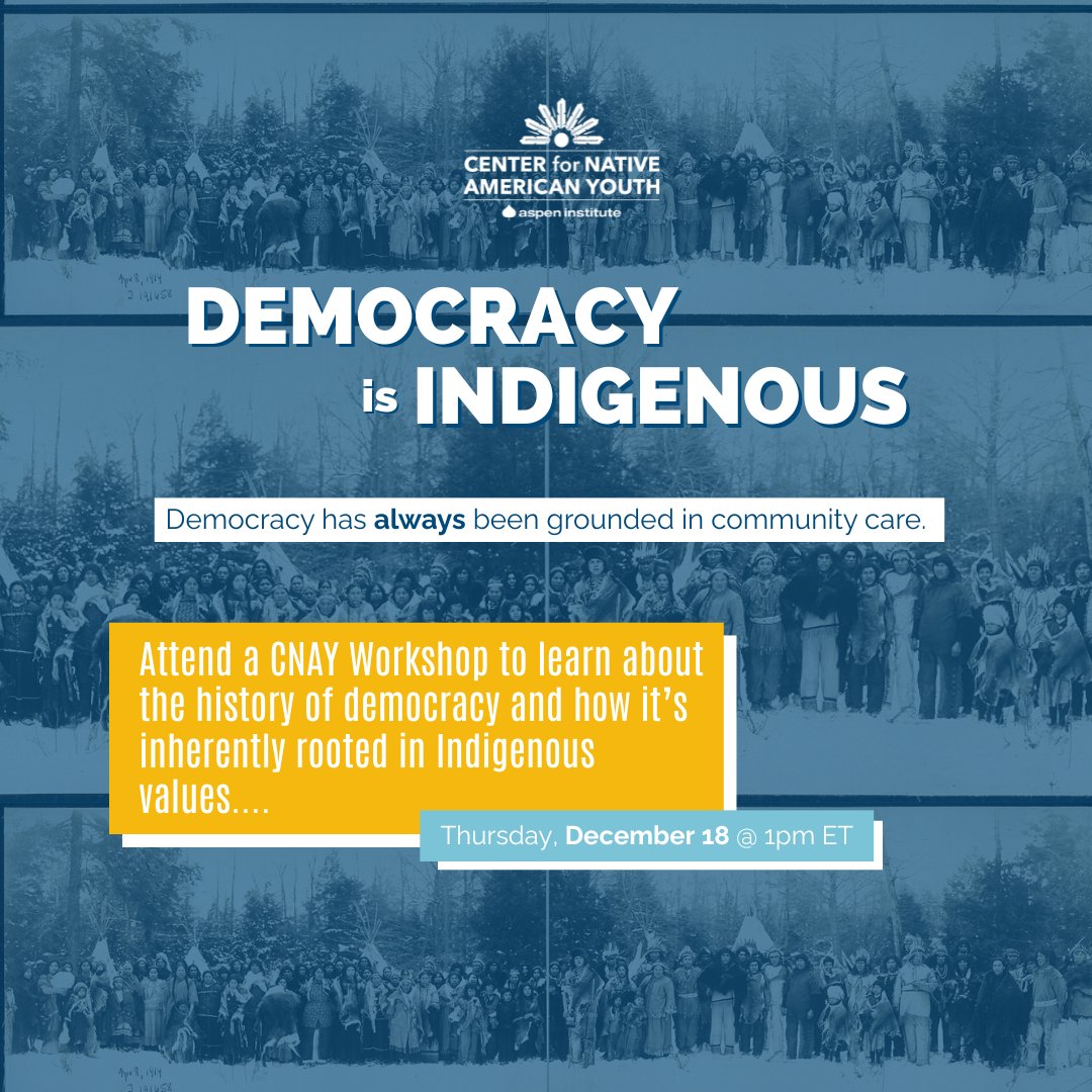 Center4Native's tweet image. Join us for our❗LAST 2025 WORKSHOP❗to learn about the history of democracy.

Our free, virtual trainings equip emerging young leaders (11-24) with the knowledge &amp;amp; skills necessary for community action. Participants can receive funding in 2026! Registration link in bio 🔗