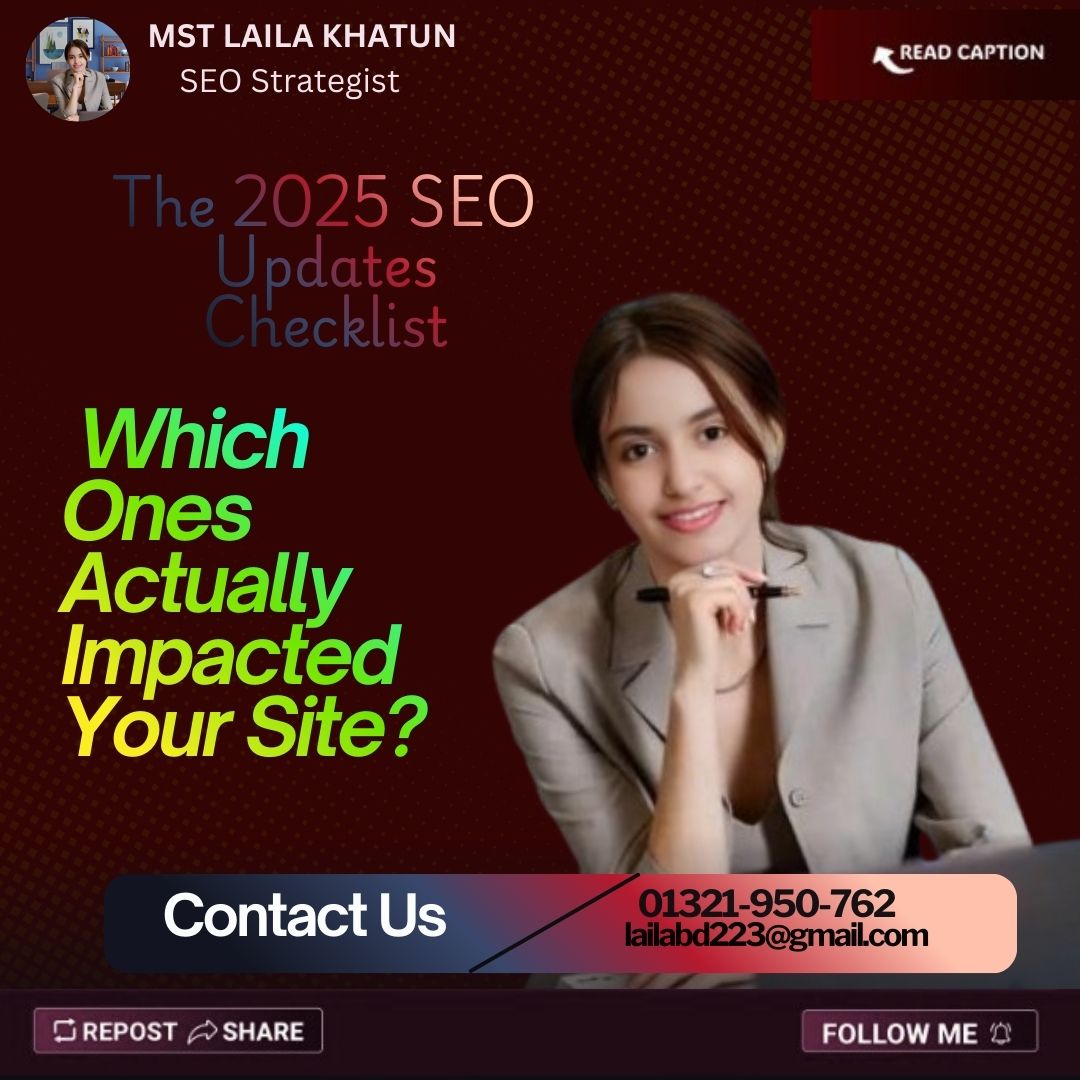 623lailaKhatun's tweet image. The 2025 SEO Updates Checklist: Which Ones Actually Impacted Your Site?

#SEO #SearchEngineOptimization #AlgorithmUpdate #DigitalMarketing #ContentStrategy #SEO2025 #LearningAndDevelopment