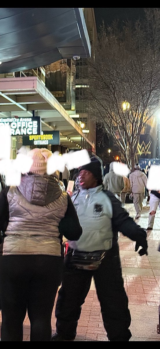 WrestlinggNewss's tweet photo. Also, whoever this was at #SNME outside of the arena as part of “Events DC”, needs to reevaluate her life and job. Serious attitude and power trip. Didn’t realize DC has this many crazy people. 
Stopping random people trying to stop them from walking down a public sidewalk unless you told her where you’re going.