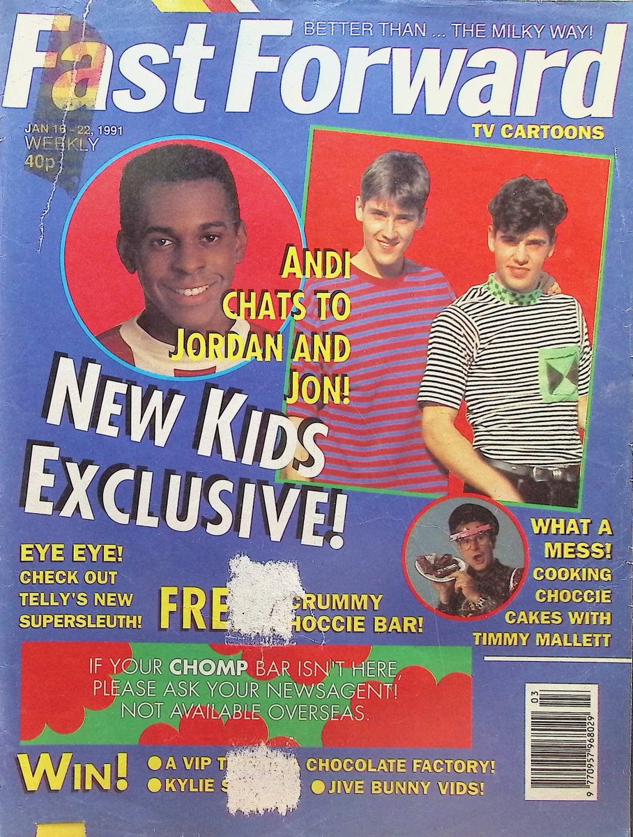 TvDidYouSee's tweet photo. #OnThisDay 16 January 1991 - FAST FORWARD
CHOCS AWAY! Cooking with #TimmyMallet.
NEW KIDS EXCLUSIVE! #AndiPeters chats to Jordan and Jon from #NKOTB.
IT'S BRILLIANT! - Five Children and It is one of our favouritest ever stories! https://t.co/vkaa9bGwf8
