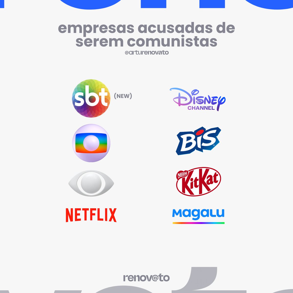 arturenovato's tweet photo. Empresas acusadas de serem comunistas https://t.co/grtIH8xfOQ