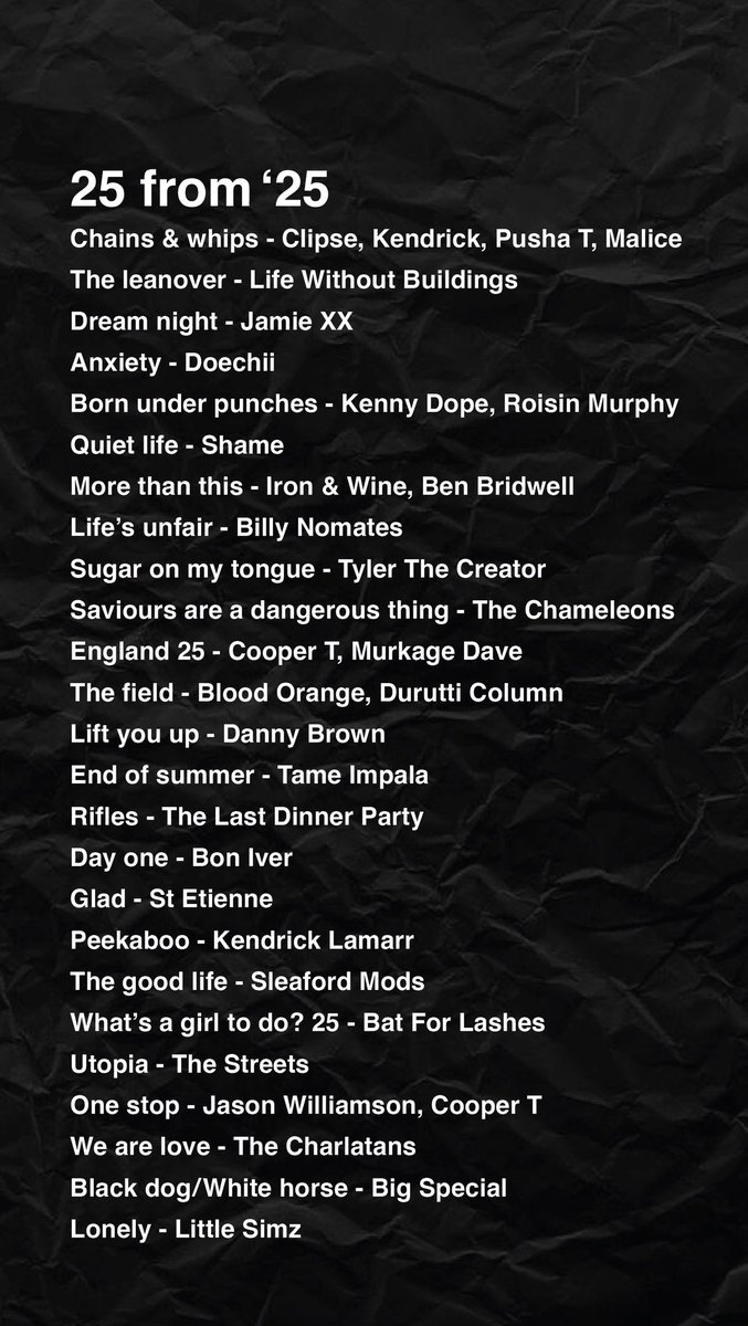 My 25 best of 25. #songsoftheyear #bestof2025 #bestof25 #bestsongsof2025