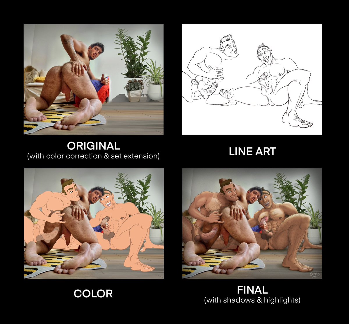 QuentinMaxfield's tweet photo. A peak behind the scenes with @cvddleslvt. #gayart #gaycomics #gaycartoon #gay #dilf #gayfantasy #gayartist #gayillustration #homoerotic #bara #queerart #adultsonly #nsfw https://t.co/BVCvr4AI7M