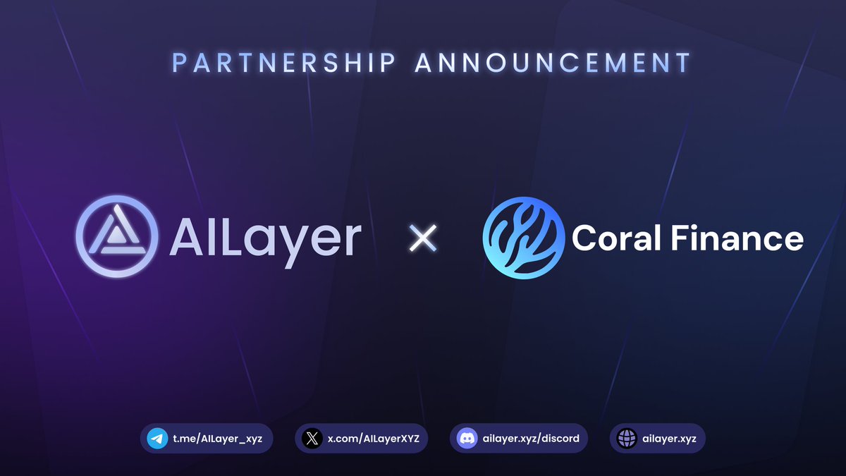 AILayerXYZ's tweet photo. 🤝 #AILayer is excited to announce a partnership with @Coral_Finance!

Coral Finance is a multi-chain DeFi platform for discovering and trading pre-market assets.

Together, we’re unlocking smarter pre-market DeFi. 🚀

#AI #Blockchain #Web3 #Layer2 #DeFi https://t.co/UnvceaypbA