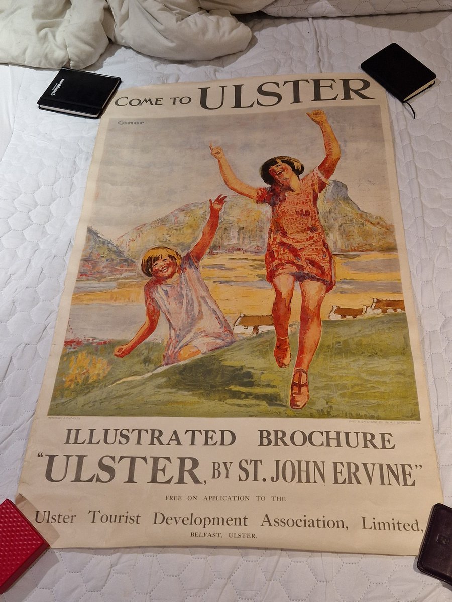 After years of searching, I finally found a copy of William Conor's "Come to Ulster" poster, commissioned by the Ulster Tourist Development Association in 1925. Around 5k of these were produced, and I found this one in Belgium. It was one of the posters that inspired my PhD!